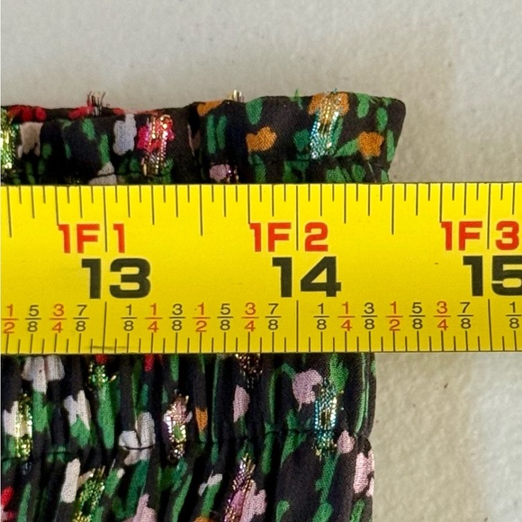 A.L.C. Silk Knee Length Skirt Floral Ruffled Accents Elasticized Waist Size 6 - Picture 5 of 11